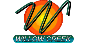 Willow Creek Transit System Logo. A stylized W in front of an orange sun